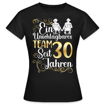 Perlenhochzeit 30 Jahre Verheiratet Hochzeitstag - Frauen T-Shirt - Schwarz - Vorne - AI Model Female 172 dark (172cm)