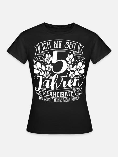 Rosenhochzeit 5 Jahre Verheiratet Hochzeitstag - Frauen T-Shirt - Schwarz