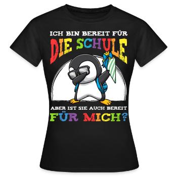 Schulkind Einschulung Pinguin - Frauen T-Shirt - Schwarz - Vorne - AI Model Female 172 dark (172cm)