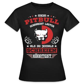 Pitbull schnarcht lauter - Kampfhund Terrier Hund - Frauen T-Shirt - Schwarz - Vorne - AI Model Female 172 dark (172cm)