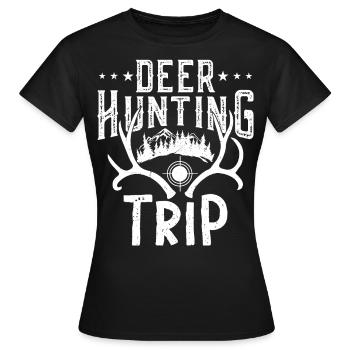 Chasse au cerf Voyage Chasse Chasse Fusil Chasseur - T-shirt Femme - noir - Devant - AI Model Female 172 dark (172cm)