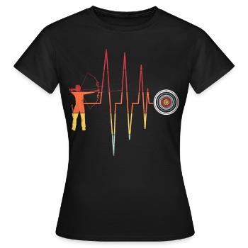 Arc de tir à l’arc rétro et arc flèche - T-shirt Femme - noir - Devant - AI Model Female 172 dark (172cm)