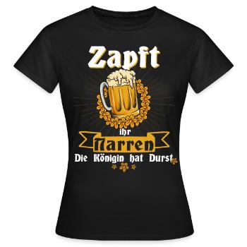 Zapft ihr Narren - Volksfest Bayern Bier saufen - Frauen T-Shirt - Schwarz - Vorne - AI Model Female 172 dark (172cm)