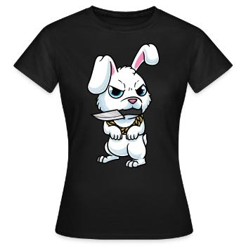 Lapin mignon avec couteau Lapin blanc - T-shirt Femme - noir - Devant - AI Model Female 172 dark (172cm)