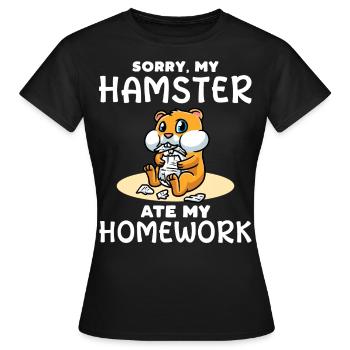 Hamster Homework Students - Women's T-Shirt - black - Front - AI Model Female 172 dark (172cm)