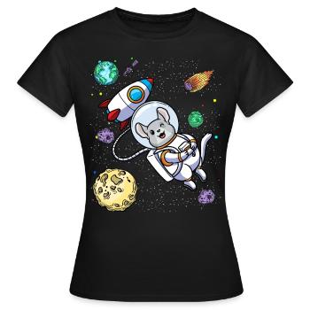 Chinchilla dans l’espace Planète Rongeur Animal - T-shirt Femme - noir - Devant - AI Model Female 172 dark (172cm)