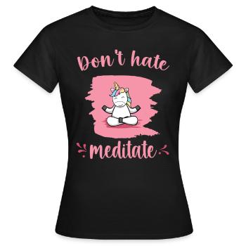 Licorne Méditation Relaxation Yoga Cadeau - T-shirt Femme - noir - Devant - AI Model Female 172 dark (172cm)