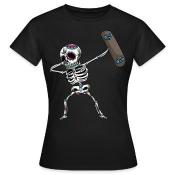 Skeleton Skateboard Halloween - Women's T-Shirt - black - Front - AI Model Female 172 dark (172cm)