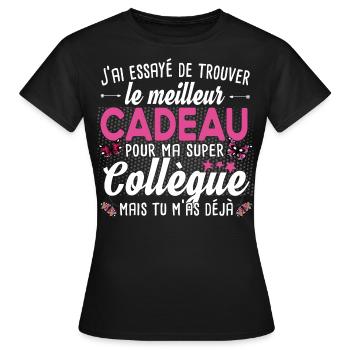 Collègue Collègues Femme T-shirt Mug Cadeau - T-shirt Femme - noir - Devant - AI Model Female 172 dark (172cm)