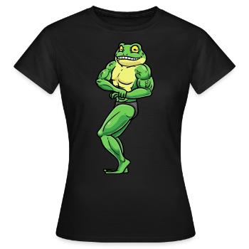 Frosch Fitness Fitnessstudio Motivation - Frauen T-Shirt - Schwarz - Vorne - AI Model Female 172 dark (172cm)