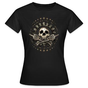 Skull With Middle Fingers - Frauen T-Shirt - Schwarz - Vorne - AI Model Female 172 dark (172cm)