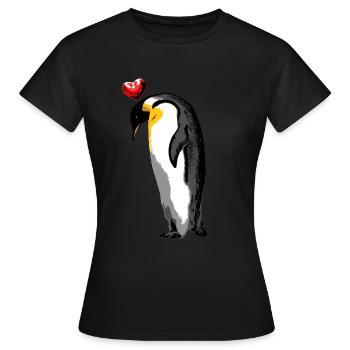 Pingouin avec coeur océan mer Nature Conservation Coeur - T-shirt Femme - noir - Devant - AI Model Female 172 dark (172cm)
