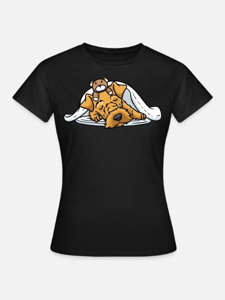 Welsh Terrier Hund Mit Kuscheltier Schlaf - Frauen T-Shirt - Schwarz