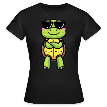 Meeresschildkröte Mit Sonnenbrille Emoticon - Frauen T-Shirt - Schwarz - Vorne - AI Model Female 172 dark (172cm)
