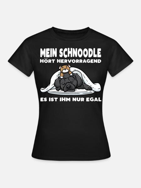 Schnoodle Hund Mit Kuscheltier - Frauen T-Shirt - Schwarz