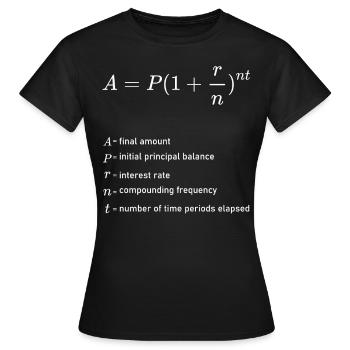 Compound Interest Formula Finanzen investieren - Frauen T-Shirt - Schwarz - Vorne - AI Model Female 172 dark (172cm)