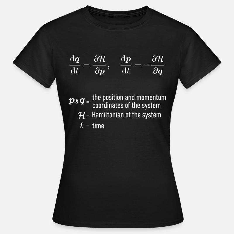 Hamilton Equations of Classical Mechanics Physics - Women's T-Shirt - black