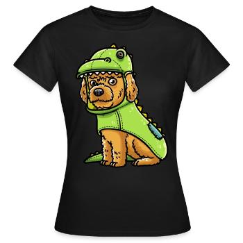 Chien Cockapoo en costume de dinosaure - T-shirt Femme - noir - Devant - AI Model Female 172 dark (172cm)