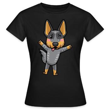 Émoticône Kawaii du bouvier australien Blue Heeler - T-shirt Femme - noir - Devant - AI Model Female 172 dark (172cm)