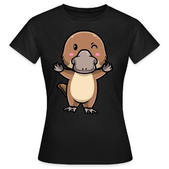 Émoticône ornithorynque de Kawaii - T-shirt Femme - noir - Devant - AI Model Female 172 dark (172cm)