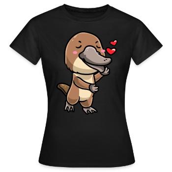 Émoticône ornithorynque de Kawaii - T-shirt Femme - noir - Devant - AI Model Female 172 dark (172cm)