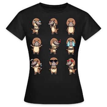 Émoticône ornithorynque de Kawaii - T-shirt Femme - noir - Devant - AI Model Female 172 dark (172cm)