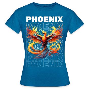 Phoenix Phoenix Fire Flames Mythologie des oiseaux - T-shirt Femme - bleu saphir antique chiné - Devant - AI Model Female 172 dark (172cm)