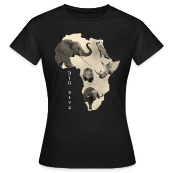 Africa Big 5 - Elephant Lion Leopard Buffalo Rhino - Women's T-Shirt - black - Front - AI Model Female 172 dark (172cm)