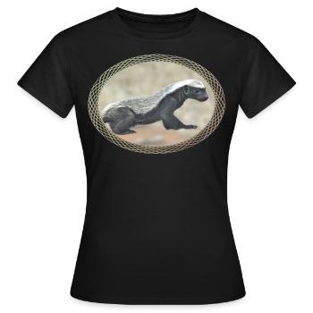 Blaireau à miel - Ratel - Arder - Faune en Afrique - T-shirt Femme - noir - Devant - AI Model Female 172 dark (172cm)