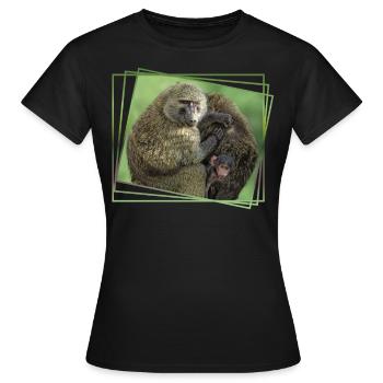 Baboon Family - Monkeys - Primates Wildlife Africa - Women's T-Shirt - black - Front - AI Model Female 172 dark (172cm)
