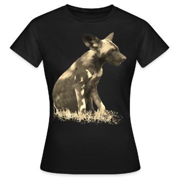 Chien sauvage dans la seiche - Chien - Animal sauvage - Afrique - T-shirt Femme - noir - Devant - AI Model Female 172 dark (172cm)