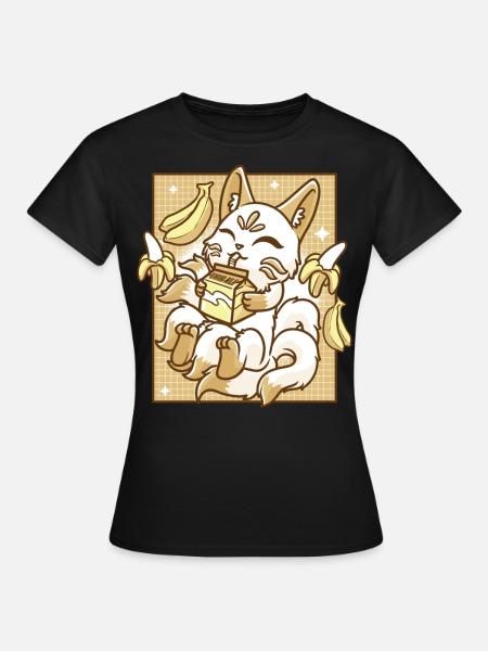Kitsune Japon Anime Kawaii Lait de banane - T-shirt Femme - noir