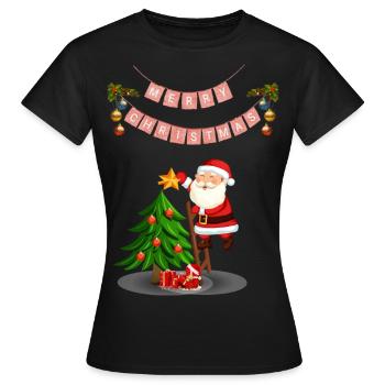 Joyeux Noël Père Noël - T-shirt Femme - noir - Devant - AI Model Female 172 dark (172cm)