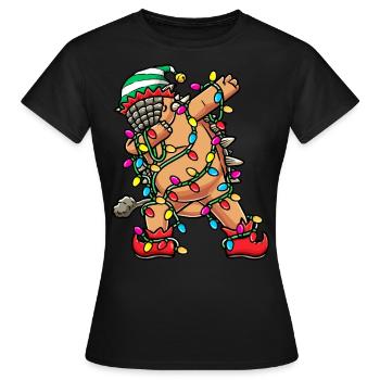 Ankylosaurus-dinosaurier Mit Weihnachtsbeleuchtung - Frauen T-Shirt - Schwarz - Vorne - AI Model Female 172 dark (172cm)