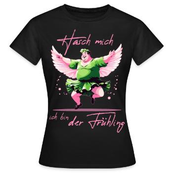 Hasch mich ich bin der Frühling - Frauen T-Shirt - Schwarz - Vorne - AI Model Female 172 dark (172cm)