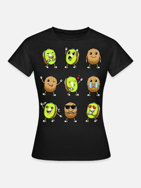 Kiwi fruit Kawaii émoticône - T-shirt Femme - noir