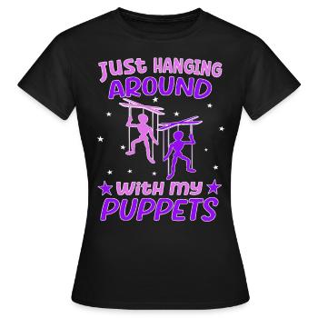 Puppet stage for marionettes and puppet shows - Women's T-Shirt - black - Front - AI Model Female 172 dark (172cm)