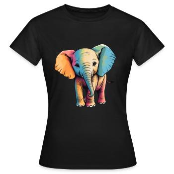 Éléphant Coloré Mignon Éléphant Bébé Mandala Hindi - T-shirt Femme - noir - Devant - AI Model Female 172 dark (172cm)