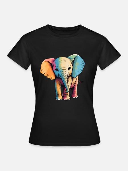 Elefant Bunt Süßes Elefanten Baby Mandala Hindi - Frauen T-Shirt - Schwarz