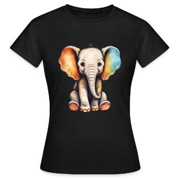 Éléphant Coloré Mignon Éléphant Bébé Hindi - T-shirt Femme - noir - Devant - AI Model Female 172 dark (172cm)