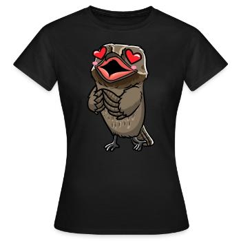 Daytime Sleeper Bird Kawaii Emoticon - Women's T-Shirt - black - Front - AI Model Female 172 dark (172cm)