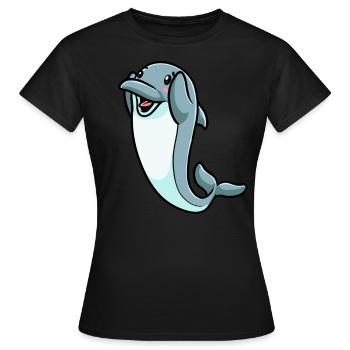Émoticône de dauphin - T-shirt Femme - noir - Devant - AI Model Female 172 dark (172cm)