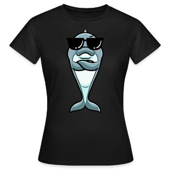 Émoticône de dauphin - T-shirt Femme - noir - Devant - AI Model Female 172 dark (172cm)