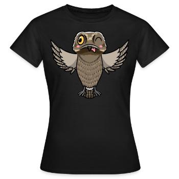 Daytime Sleeper Bird Kawaii Emoticon - Women's T-Shirt - black - Front - AI Model Female 172 dark (172cm)