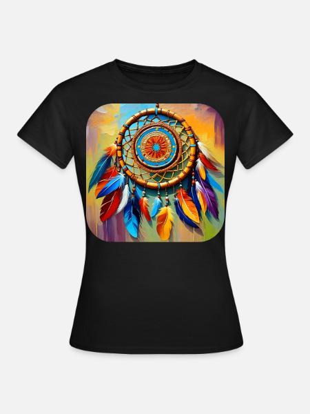 Spiritueller Traumfänger - Dame-T-shirt - sort