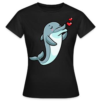 Émoticône de dauphin - T-shirt Femme - noir - Devant - AI Model Female 172 dark (172cm)