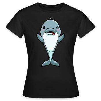Émoticône de dauphin - T-shirt Femme - noir - Devant - AI Model Female 172 dark (172cm)