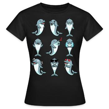 Émoticône de dauphin - T-shirt Femme - noir - Devant - AI Model Female 172 dark (172cm)