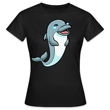 Émoticône de dauphin - T-shirt Femme - noir - Devant - AI Model Female 172 dark (172cm)