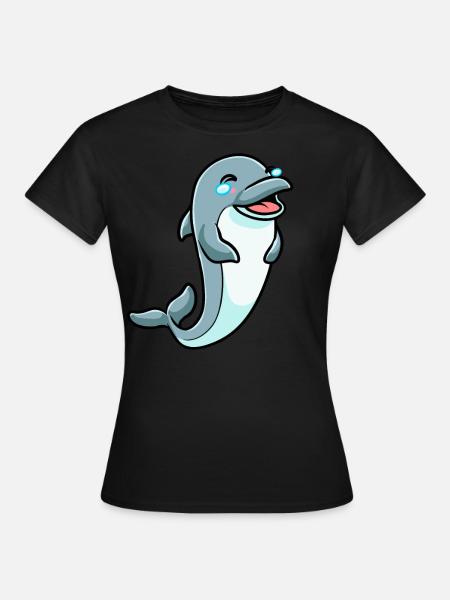 Delfin Emoticon - Frauen T-Shirt - Schwarz